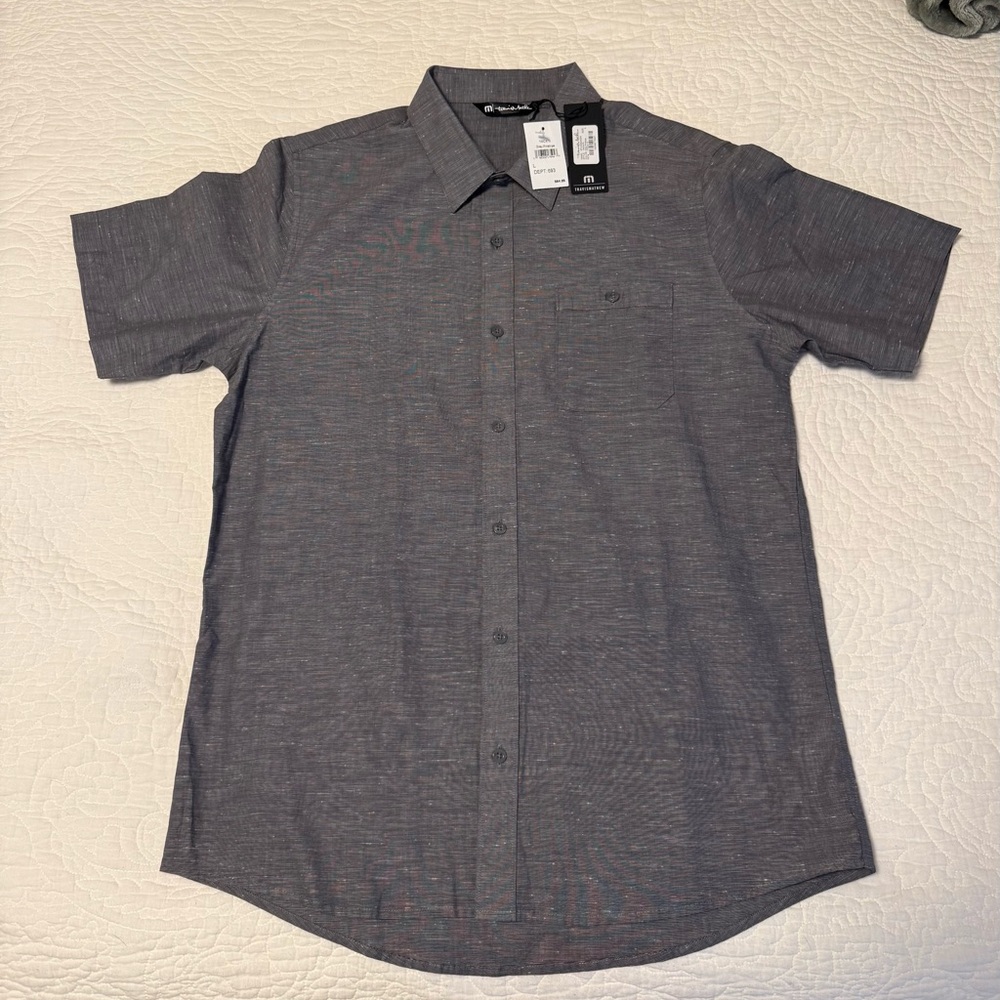 Travis Mathew Charcoal Button Down Shirt NWT